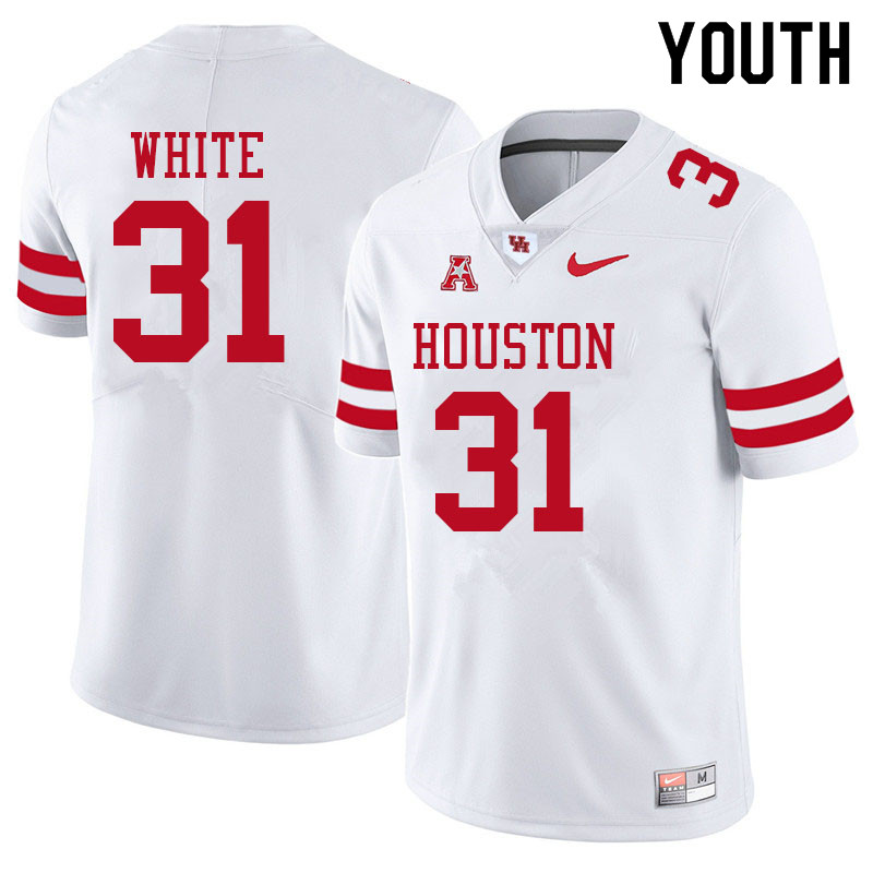 Youth #31 William White Houston Cougars College Football Jerseys Sale-White